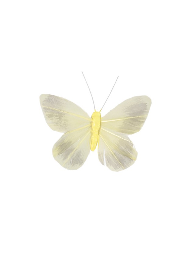 SET 2 PAPILLONS JAUNE 10CM X 8CM