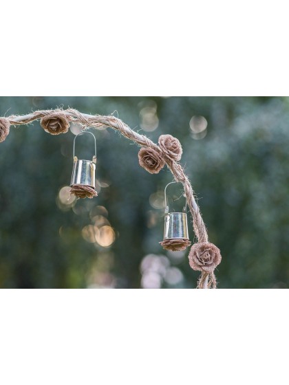 SET OF 4 JUTE ROSES 5CM