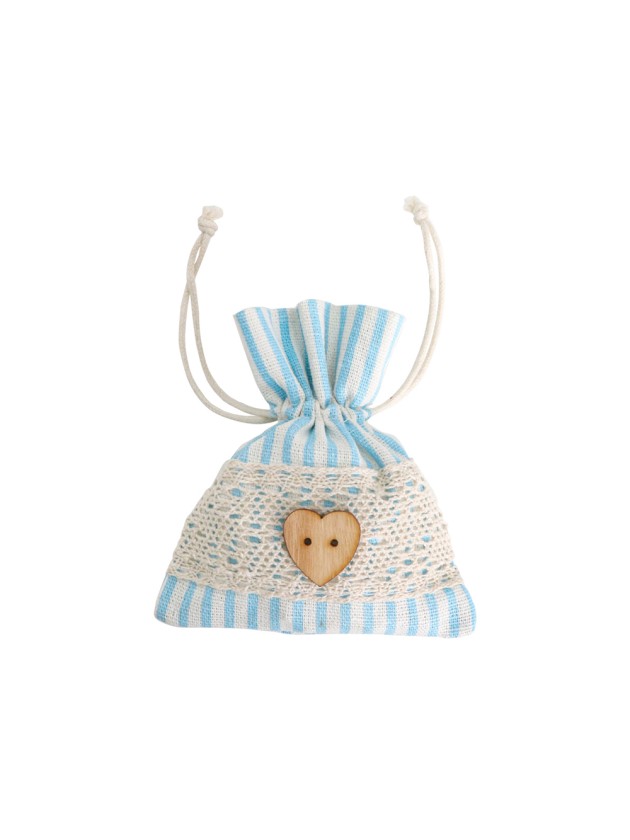 SET 4 BOURSES RAYEES BLEU PASTEL 8CM X 10CM