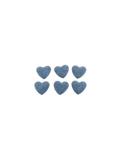 SET OF 6 DENIM HEARTS TO DISPERSE 2.6CM X 2.6CM