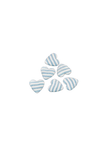 SET 6 HERZEN RAYURES ZUM VERSTRAUEN BLAU PASTELL 2.6CM X 2.6CM