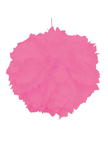 SET 2 POMPONS PAPIER DE SOIE ROSE VIF DIA 40CM