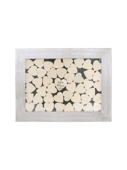 PHOTO FRAME WITH 53 WOODEN HEARTS 30CM X 40CM 