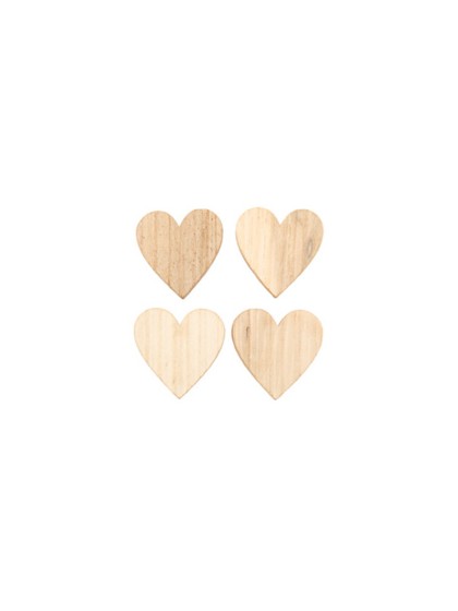 SET 12 WOODEN HEARTS 4CM X 0.7CM X 4CM