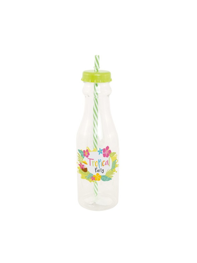 BOUTEILLE AV/ PAILLE VERT 650ML 23.2CM X 7.3CM