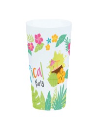 GOBELET PP IMPRIME TROPICAL PARTY 700ML DIA 9.2CM X 17CM