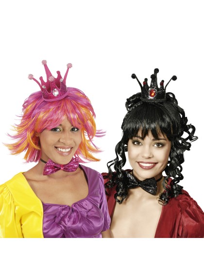 SERRE TETE COURONNE ET NOEUD PAPILLON 2 ASS FUSCHIA ET NOIR 