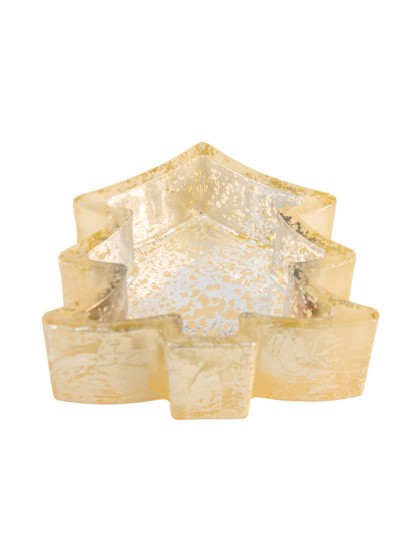 BOUGEOIR VERRE SAPIN 8CM X 8CM X 3.5CM