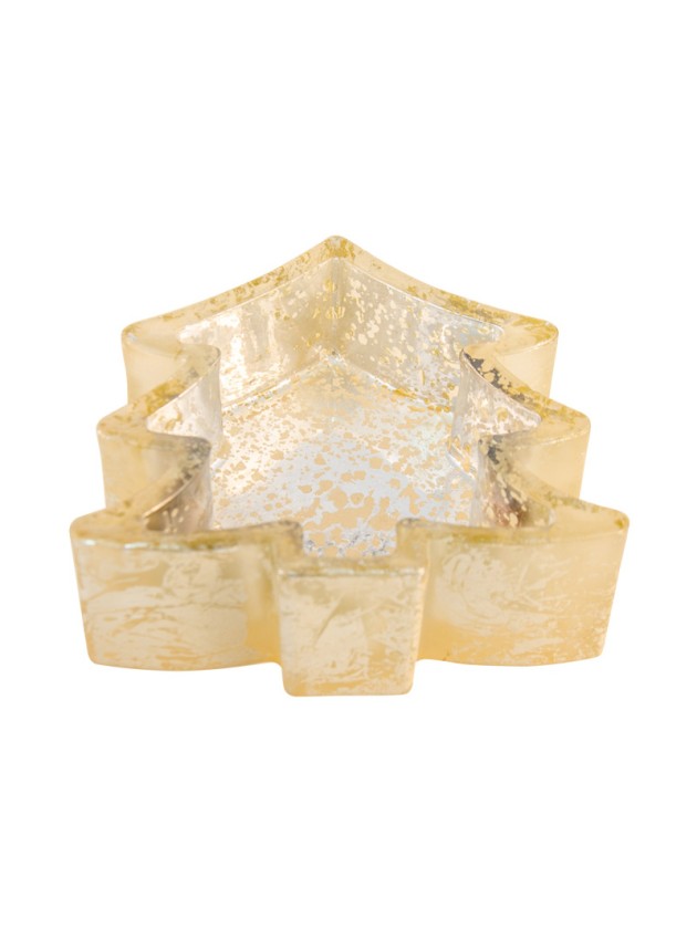 BOUGEOIR VERRE SAPIN 8CM X 8CM X 3.5CM