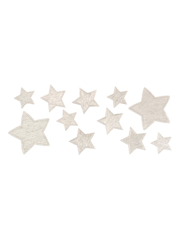 SACHET 11 ETOILES BRILLANTES ADHESIVES ARGENT TAILLES ASSORTIES