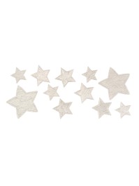 SACHET 11 ETOILES BRILLANTES ADHESIVES ARGENT TAILLES ASSORTIES