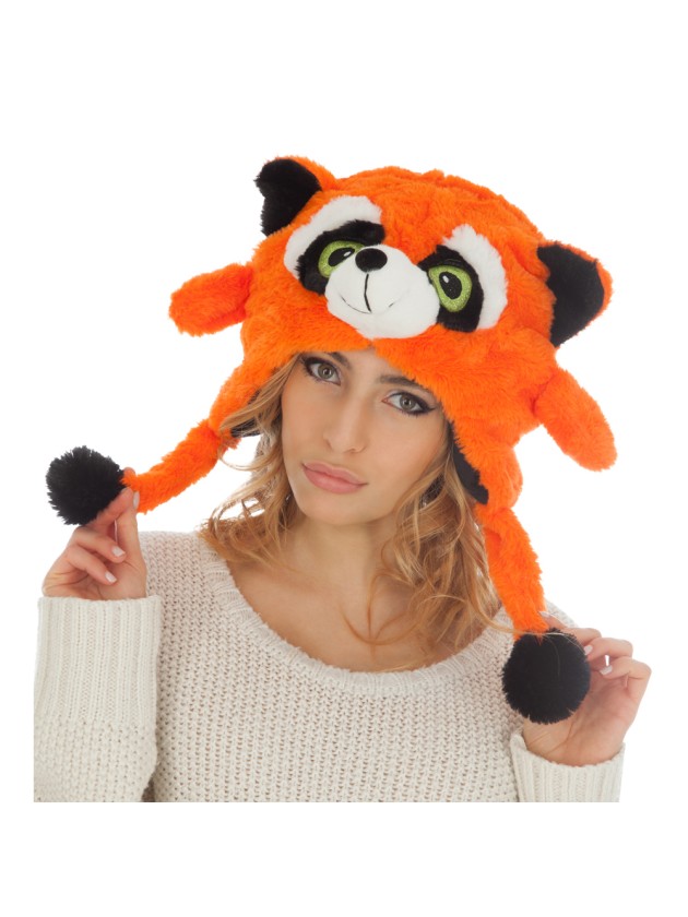 ORANGE RACCOON HAT ONE SIZE