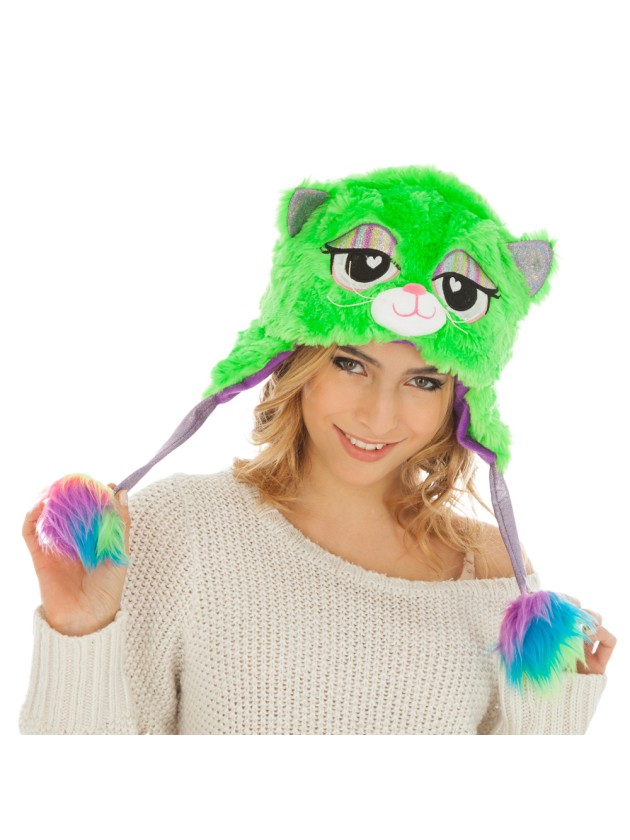 BONNET CHAT VERT VIOLET TU