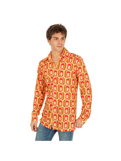RED YELLOW DISCO SHIRT L