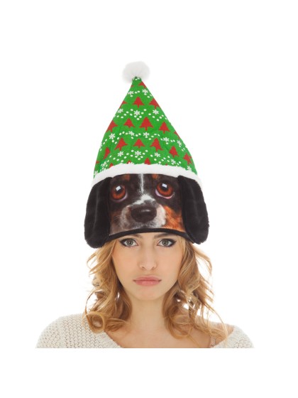 BONNET NOEL VERT CHIEN TU