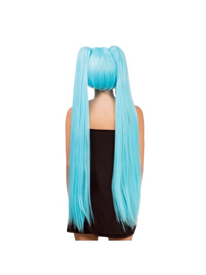 PERÜCKE HANA COSPLAY LANGE ZÖPFE BLAU MIT FRANSEN 27CM - COUETTES 99CM