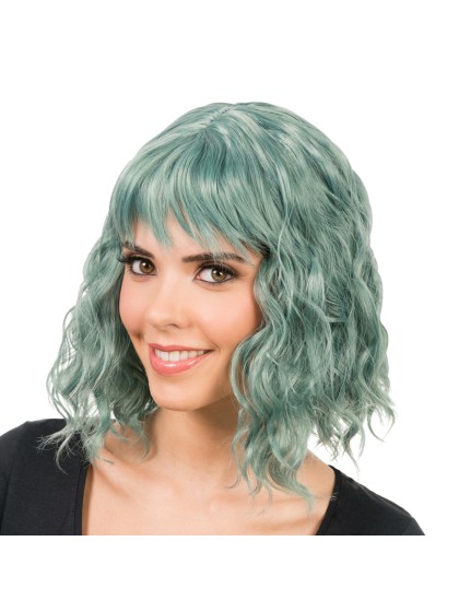 TESSA - WAVY GREEN SHORT HAIR WIG WITH FRINGE 35CM