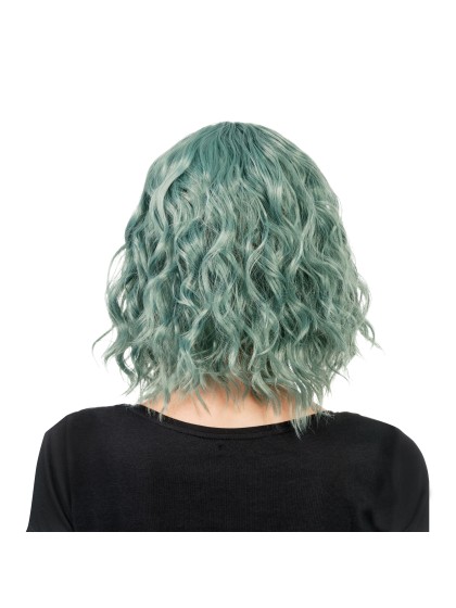 PERRUQUE TESSA CHEVEUX COURTS ONDULES AVEC FRANGE VERT 35CM