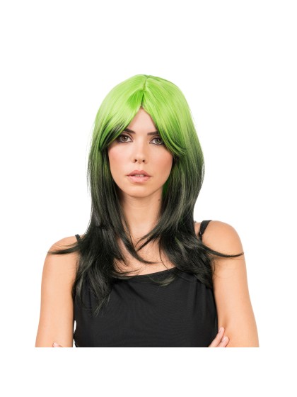 PERRUQUE BILLIE NOIR ET VERT 50CM