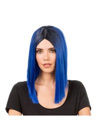 PERRUQUE AYA BLEU ET NOIR 40CM