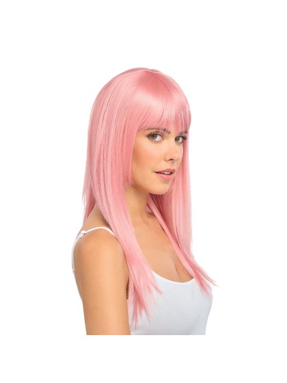 RIHANNA LONG LIGHT PINK STRAIGHT HAIR WIG WITH FRINGE 58CM