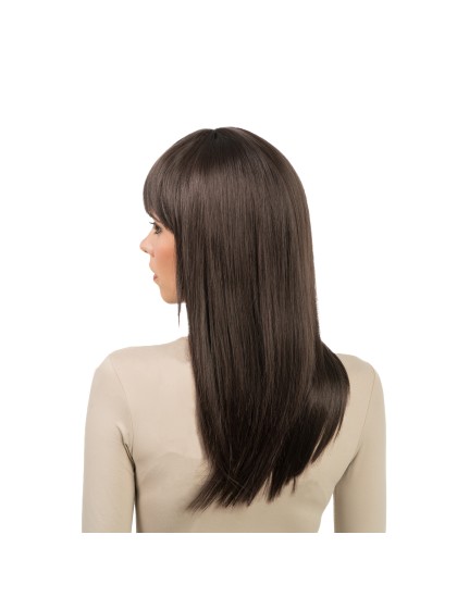 PERRUQUE RIHANNA CHEVEUX LONGS BRUN AVEC FRANGE 58CM