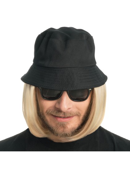 PERÜCKE LORENZO HAAR BLOND MIT SCHLAPPHUT SCHWARZ 