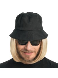 PERÜCKE LORENZO HAAR BLOND MIT SCHLAPPHUT SCHWARZ 
