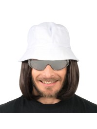 PERÜCKE LORENZO HAAR SCHWARZ MIT SCHLAPPHUT WEISS 