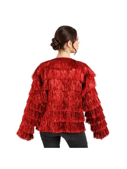 JACKE GLITZERND FRANSENS ROT M