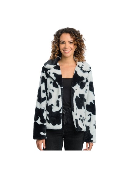 VESTE FOURRURE IMPRIME VACHE NOIR ET BLANC FEMME M