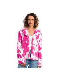 VESTE FOURRURE IMPRIME VACHE ROSE ET BLANC FEMME M