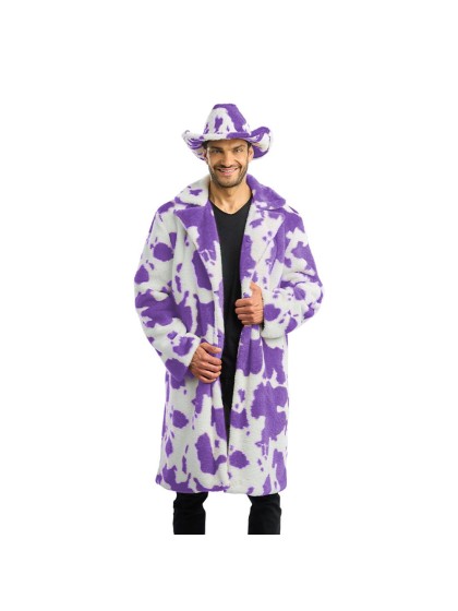 MANTEAU FOURRURE IMPRIME VACHE LILAS ET BLANC HOMME L