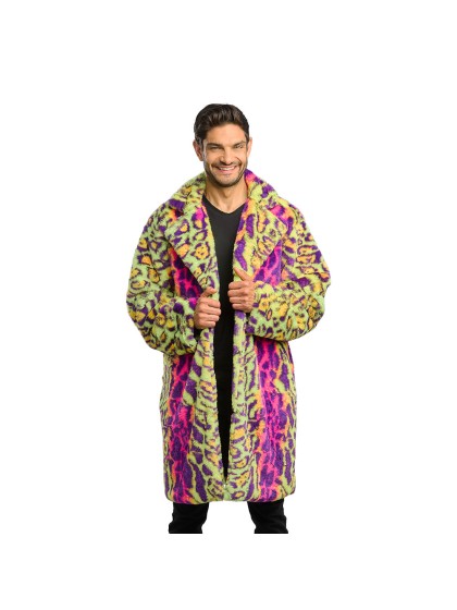 NEON PRINT MAN FUR COAT L