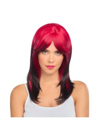 PERRUQUE BILLIE NOIR ET ROUGE 50CM