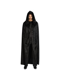 CAPE CAPUCHE VELOURS NOIR LUXE 172CM
