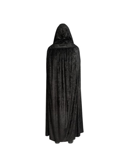 CAPE CAPUCHE VELOURS NOIR LUXE 172CM