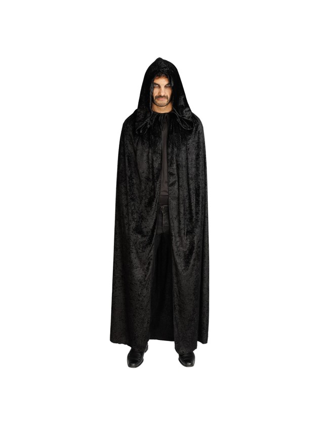 CAPE CAPUCHE VELOURS NOIR LUXE 192CM