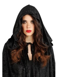 CAPE CAPUCHE VELOURS NOIR LUXE 212CM