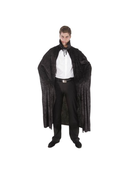 BLACK VAMPIRE VELVET CAPE WITH COLLAR 140CM 