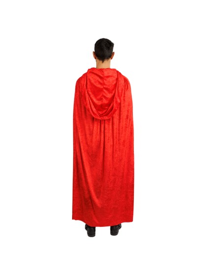 CAPE CAPUCHE VELOURS ROUGE LUXE 202CM