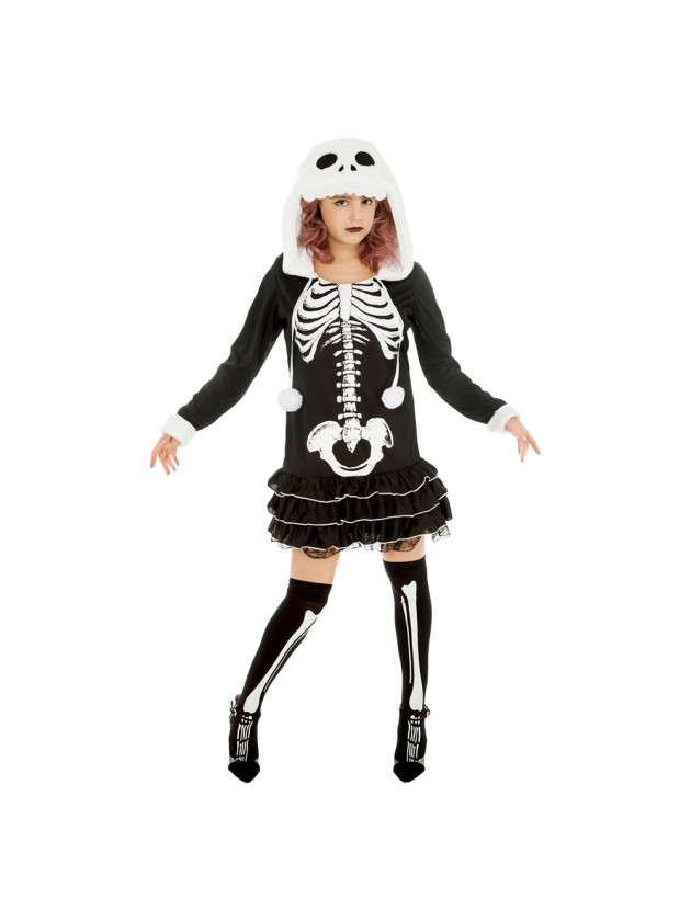 LADY SQUELETTE A CAPUCHE 2 PIECES 152CM