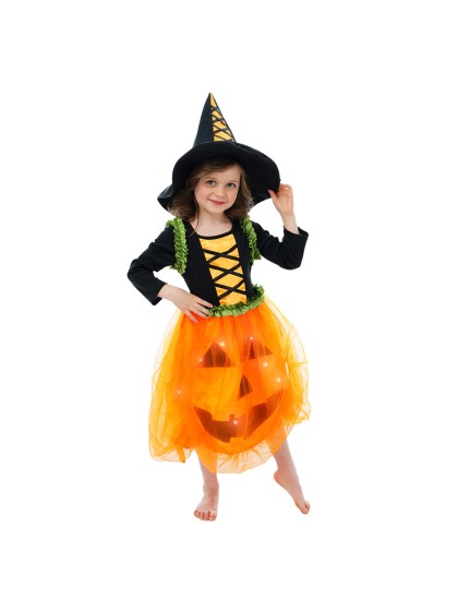 PUMPKIN WITCH WITH LED 2 PIECES 116CM