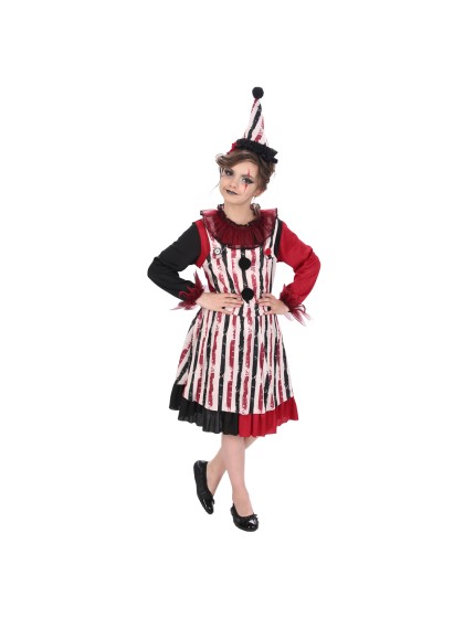 CLOWN SALOPETTE RAYEE ROBE FILLE 2 PIECES 140CM