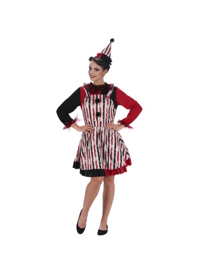 CLOWN STRIPED JUMPSUIT DRESS WOMAN 2 PIECES L
