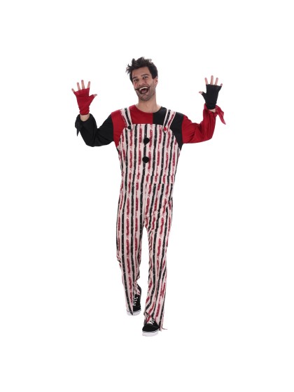 CLOWN STRIPED JUMPSUIT MAN 2 PIECES XL
