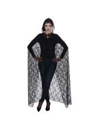 DELUXE BLACK LACE ADULT CAPE 150CM