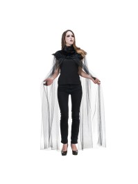 VELVET COLLAR CAPE WITH REMOVABLE TULE 160CM 