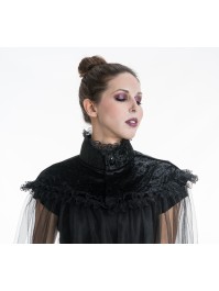 VELVET COLLAR CAPE WITH REMOVABLE TULE 160CM 