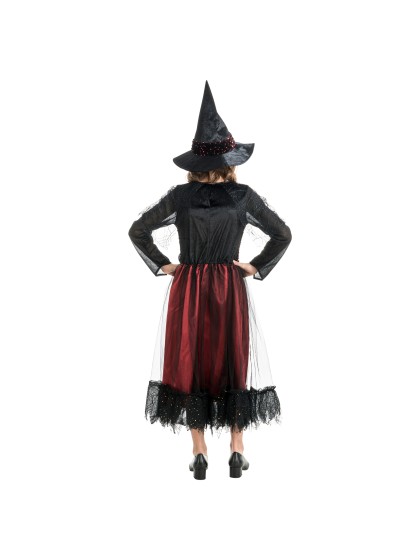 SORCIERE LUCINDA BORDEAUX A SEQUINS AVEC CHAPEAU 2 PIECES 152CM